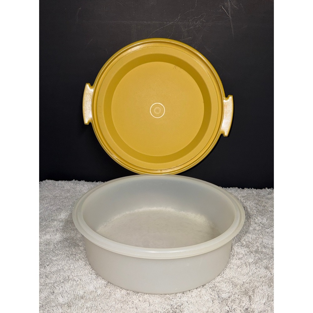 Vintage Tupperware Harvest Yellow Round Cake Taker Pie Carrier 11 Inch 719-2 - Picture 3 of 5